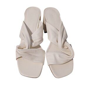 NEW Everlane The Day‎ Twist Heel in Leather Canvas/Off-White Size 6.5